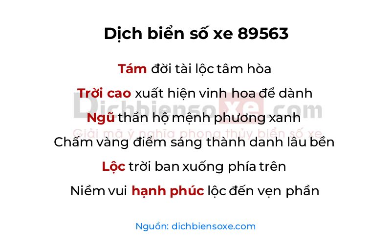 Dịch thơ biển số 89563