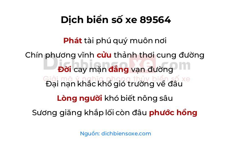 Dịch thơ biển số 89564