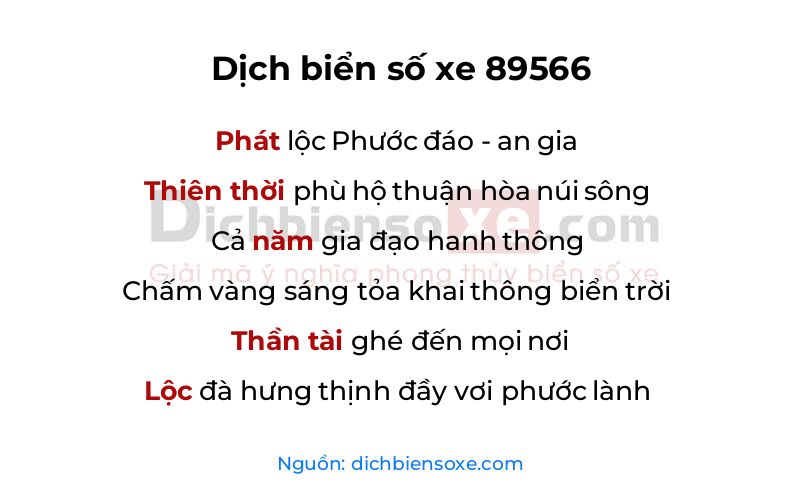 Dịch thơ biển số 89566