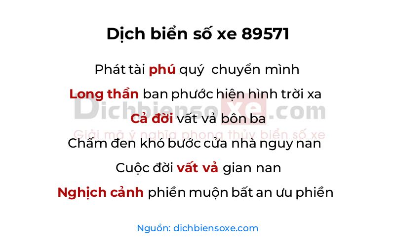 Dịch thơ biển số 89571