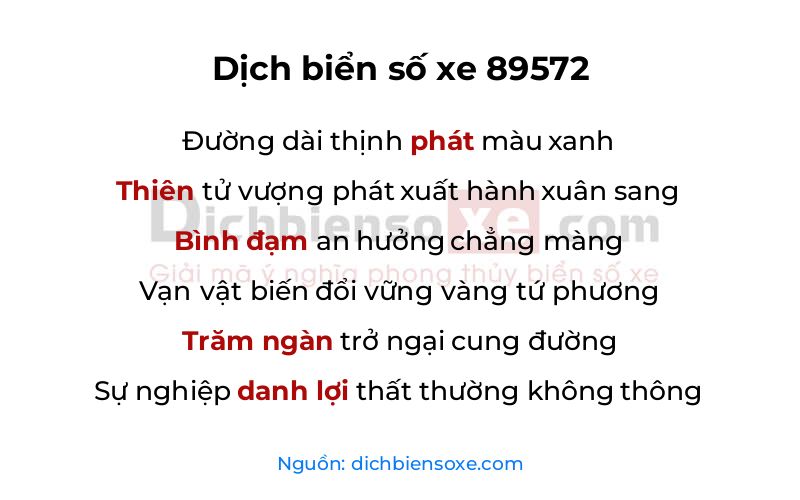 Dịch thơ biển số 89572