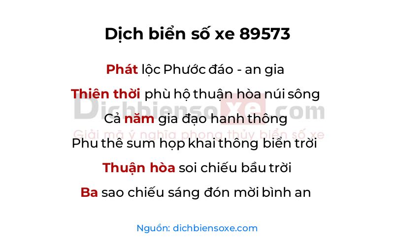 Dịch thơ biển số 89573