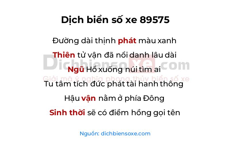 Dịch thơ biển số 89575