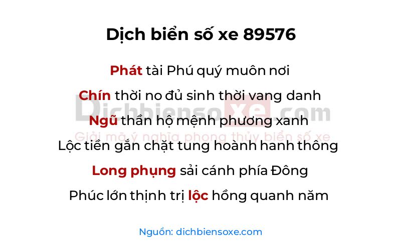 Dịch thơ biển số 89576