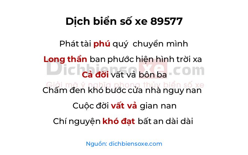Dịch thơ biển số 89577