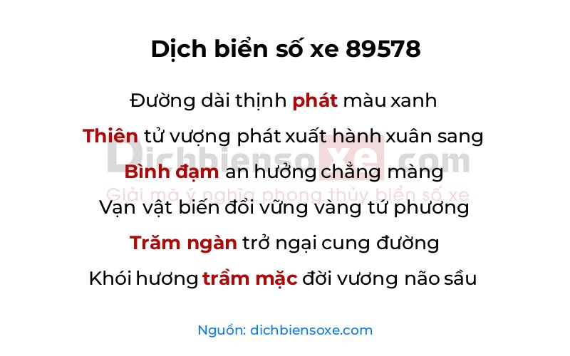 Dịch thơ biển số 89578