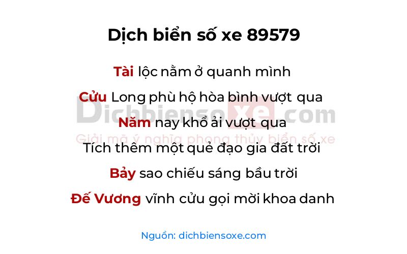 Dịch thơ biển số 89579