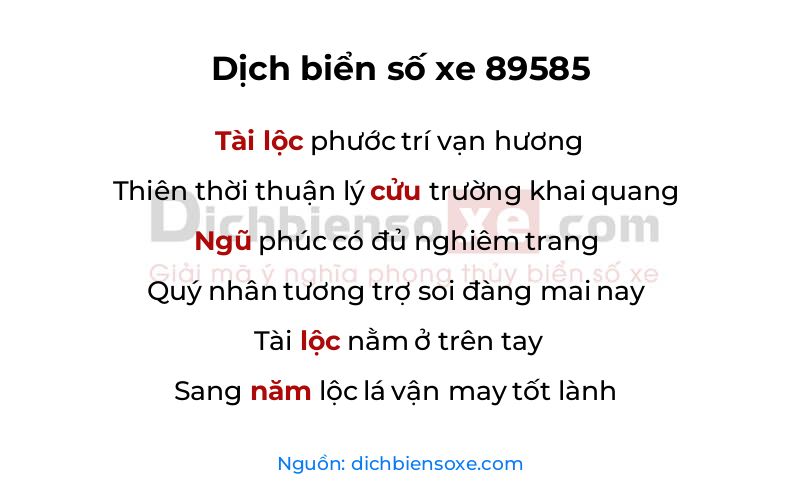 Dịch thơ biển số 89585