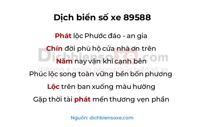 Dịch thơ biển số 89588