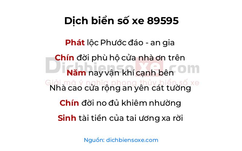 Dịch thơ biển số 89595