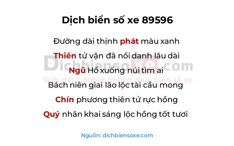 Dịch thơ biển số 89596