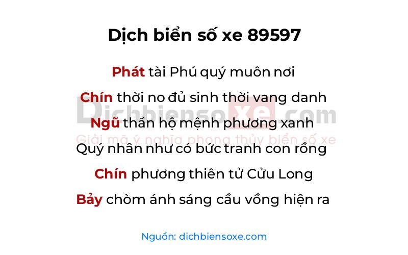 Dịch thơ biển số 89597