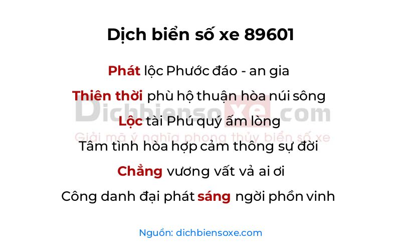 Dịch thơ biển số 89601