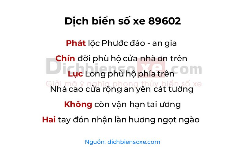 Dịch thơ biển số 89602