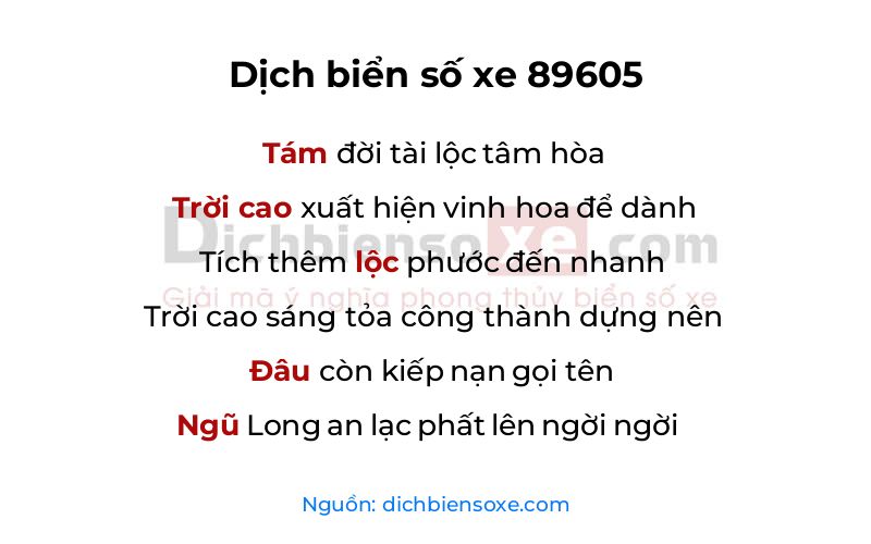 Dịch thơ biển số 89605