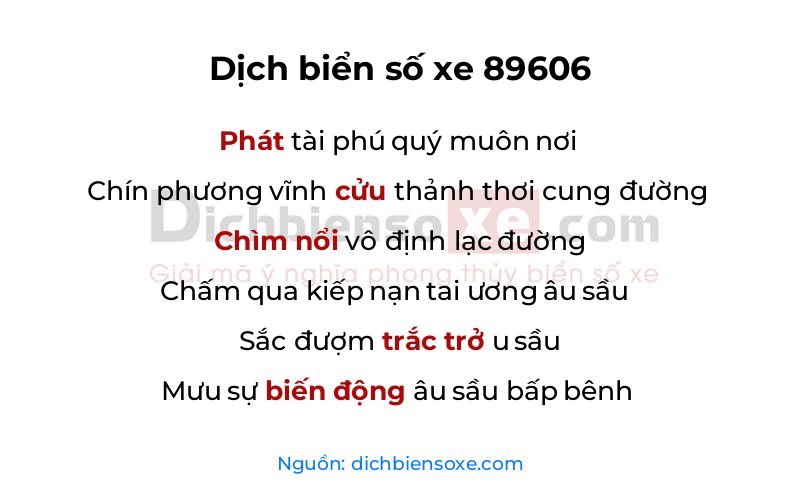 Dịch thơ biển số 89606