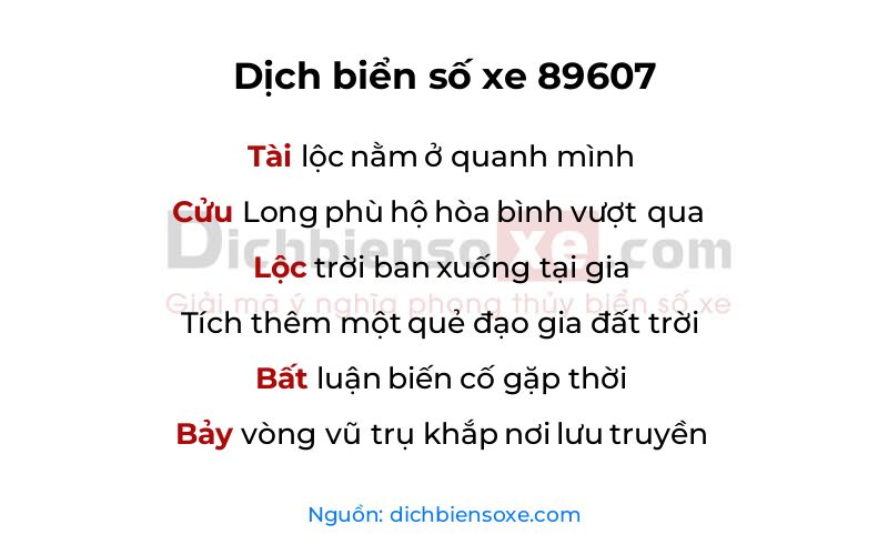 Dịch thơ biển số 89607