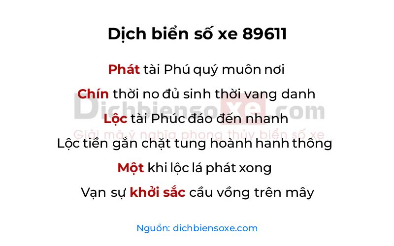 Dịch thơ biển số 89611