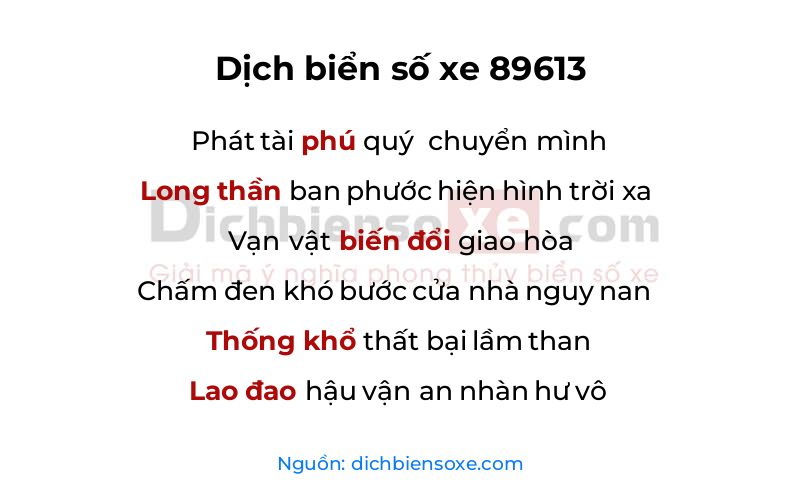 Dịch thơ biển số 89613