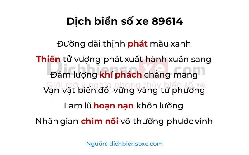 Dịch thơ biển số 89614