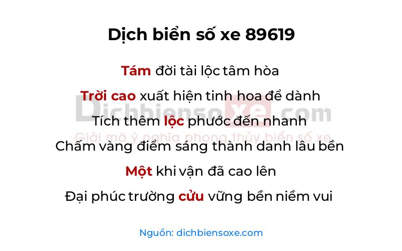 Dịch thơ biển số 89619