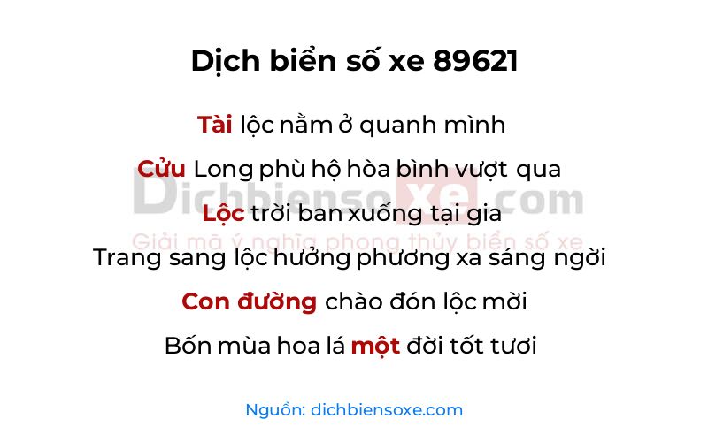 Dịch thơ biển số 89621