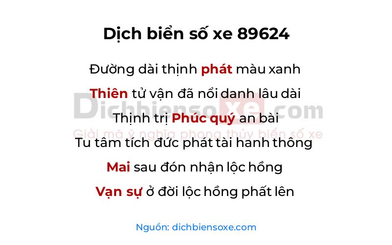Dịch thơ biển số 89624