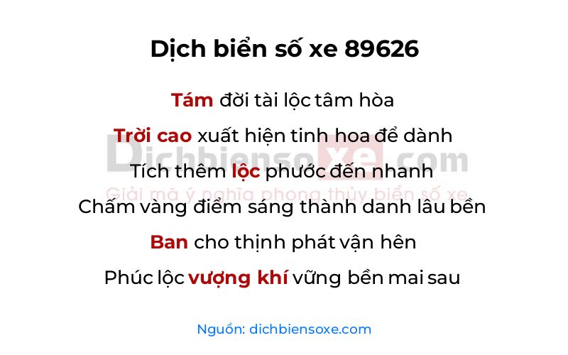 Dịch thơ biển số 89626