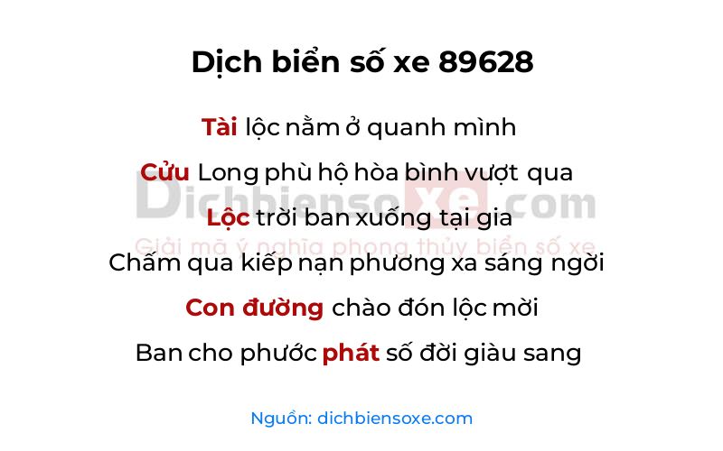 Dịch thơ biển số 89628
