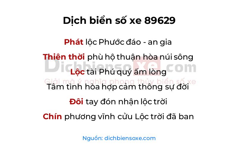 Dịch thơ biển số 89629