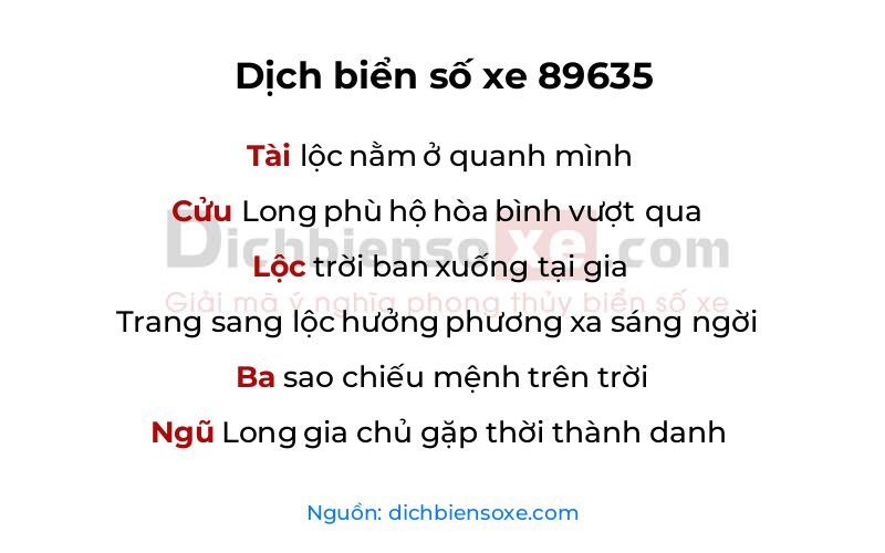 Dịch thơ biển số 89635