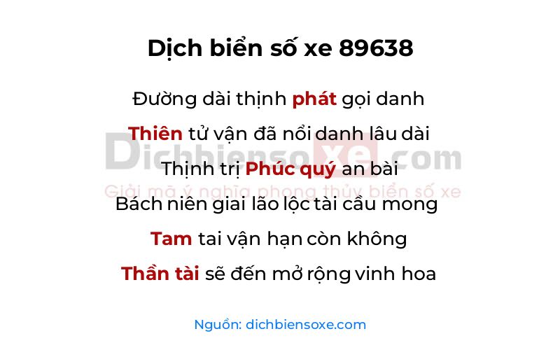 Dịch thơ biển số 89638