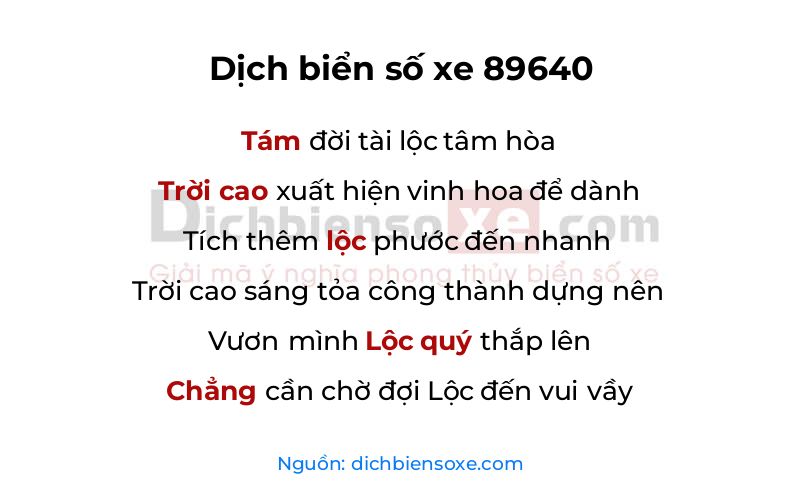 Dịch thơ biển số 89640