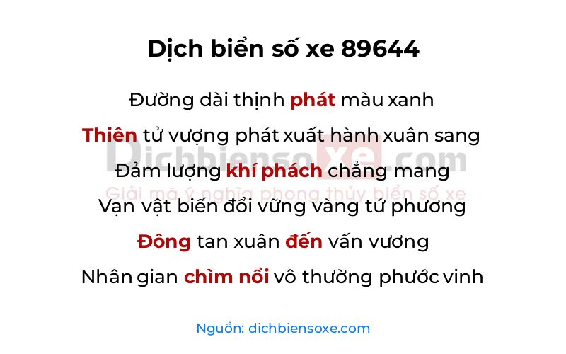 Dịch thơ biển số 89644