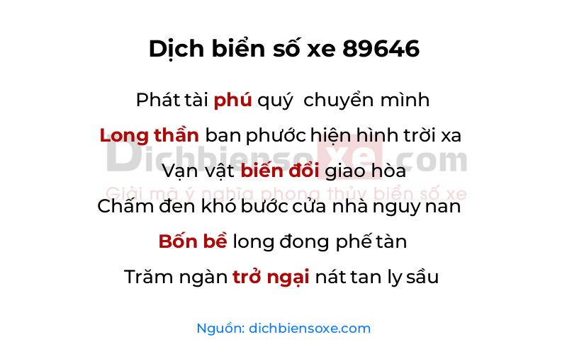 Dịch thơ biển số 89646