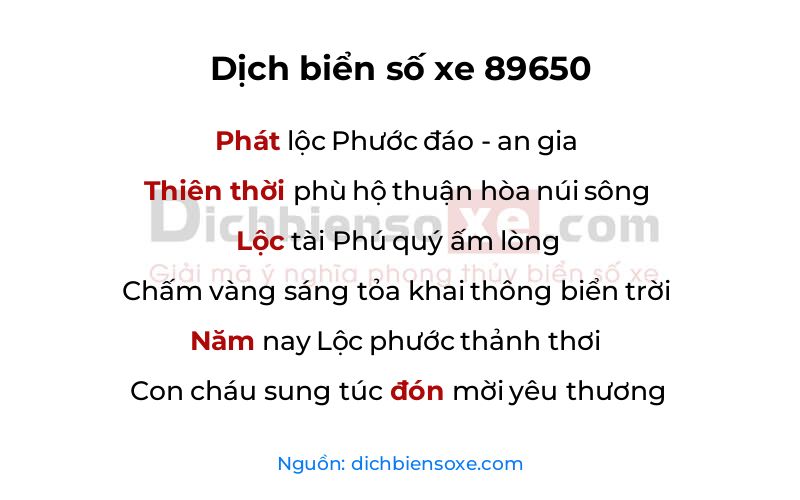 Dịch thơ biển số 89650