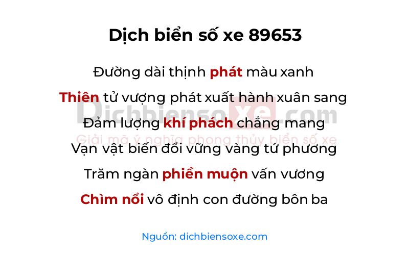 Dịch thơ biển số 89653