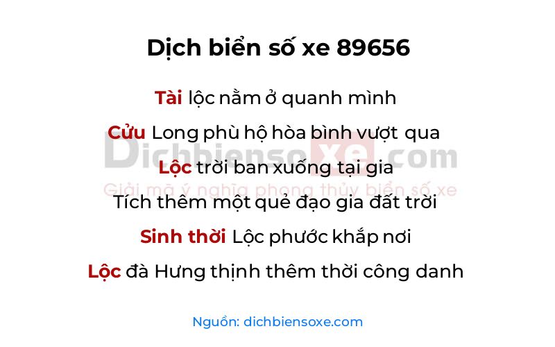 Dịch thơ biển số 89656