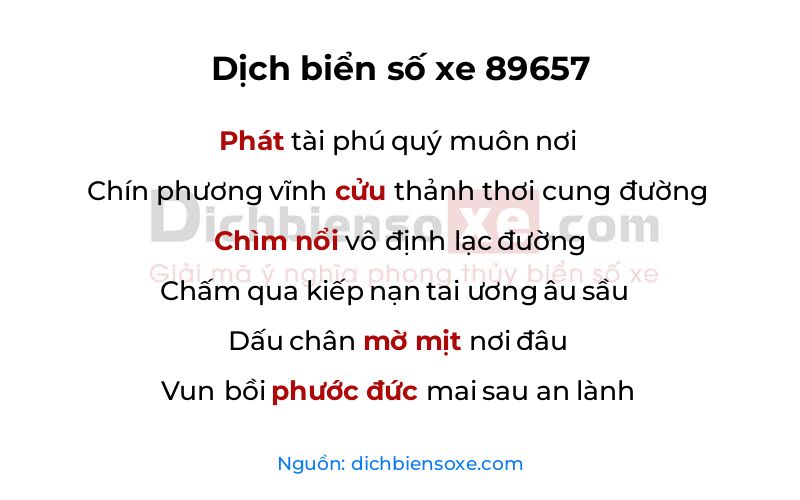 Dịch thơ biển số 89657