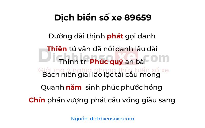 Dịch thơ biển số 89659