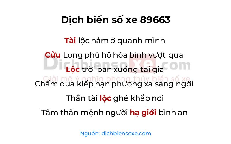 Dịch thơ biển số 89663