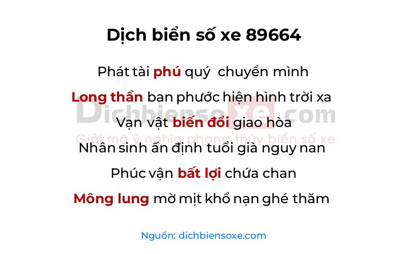 Dịch thơ biển số 89664