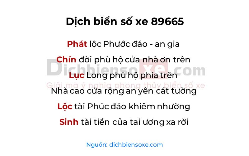 Dịch thơ biển số 89665