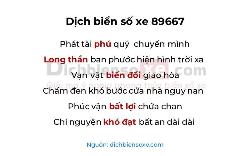 Dịch thơ biển số 89667
