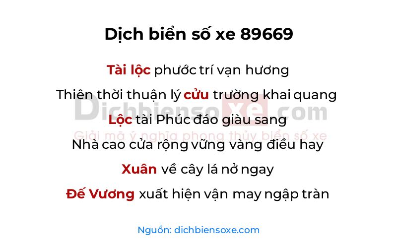 Dịch thơ biển số 89669