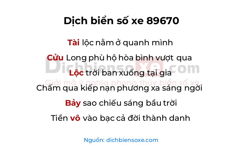 Dịch thơ biển số 89670