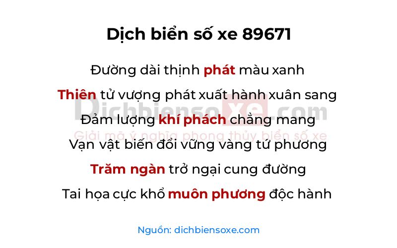Dịch thơ biển số 89671