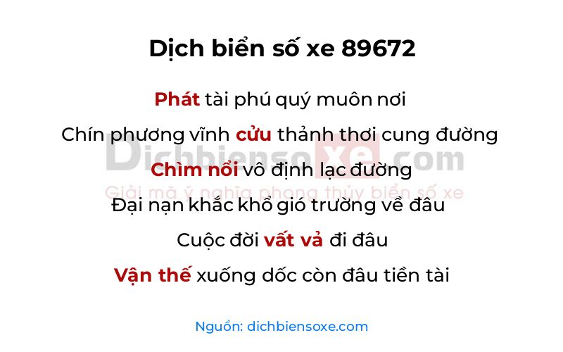 Dịch thơ biển số 89672