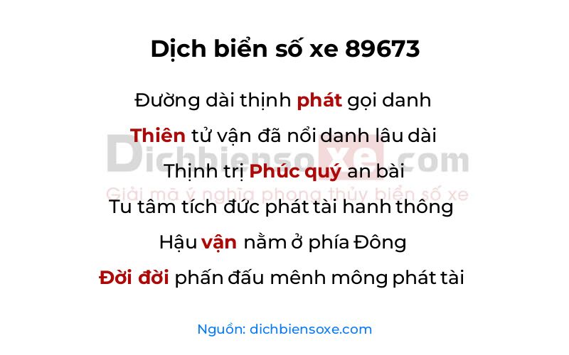 Dịch thơ biển số 89673