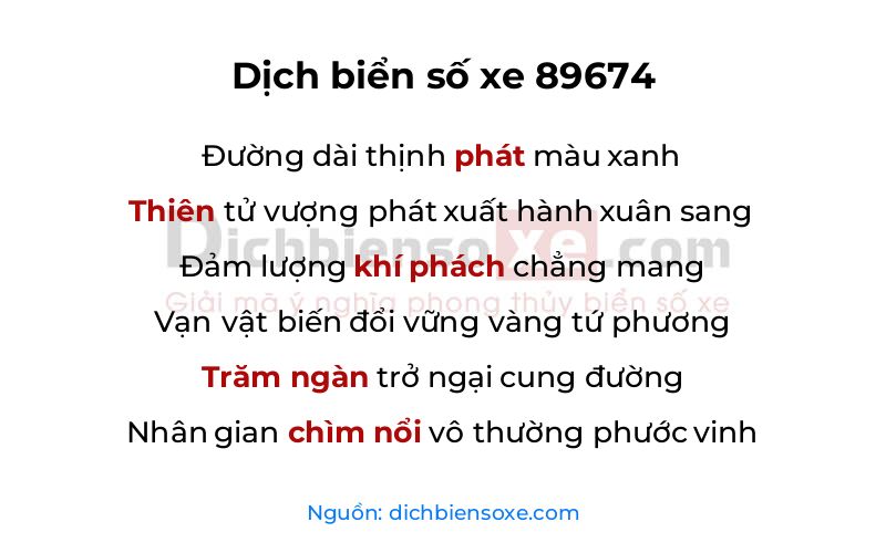 Dịch thơ biển số 89674